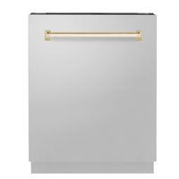 ZLINE KITCHEN & BATH Autograph Edition 24-in Top Control Built-in Dishwasher With Third Rack Stainless Steel Tub with Stainless Steel Panel and