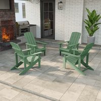 ACEGOSES Adirondack Chair Set of 4 Dark Green Stationary Adirondack Chair with Slat Seat | LW-SM-B10-DG-4
