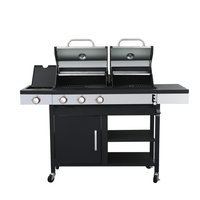 LOVMOR 3 Burner Propane Gas BBQ Grill with Side Burner combined with charcoal grill 37230BTU Output With Enameled Cast Iron Cooking Grids For Outdoor