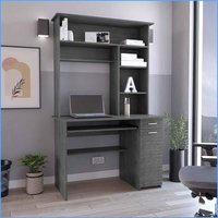 SunJet Desks with Hutch Keyboard Tray CPU Panel Shelves Drawer Engineered Wood Smoke Grey one_size | 5PIIF4DEAS304