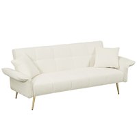 GZMR 70.1" futon sofa bed convertible double sofa bed Beige Contemporary/Modern Velvet Sofa bed in White | GZ-W22965