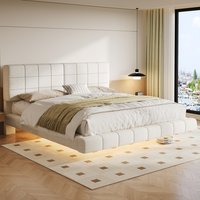 Christopher Knight Home Arc Modern Boucle LED Floating Platform Bed King White | 340593