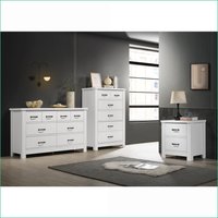 SunJet Cassini 3 Piece Modern Bedroom Set Dresser Chest Nightstand White Engineered Wood | VK2SQ296T02EI