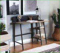 SunJet Desks Oak Black 2Shelf Desk 30inH 43inW 20inD Oak one_size | KYD1WEL7OLYSQ