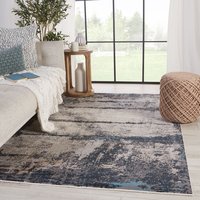 Jaipur Living Tunderra 9 x 12 (ft) Loomed Polyester Blue/Gray Rectangular Indoor Abstract Industrial Spot Clean Only Pet Friendly Area rug | RUG149771