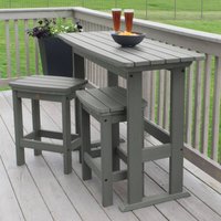 highwood Lehigh 3 -Piece Coastal Teak Counter height Plastic Rectangle Table with 2 Stationary Chairs Stainless Steel one_size | AD-KITBALC1-CGE