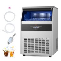 VEVOR 66 LBS Storage Ice Maker 160-lb Ice Per day Freestanding Cubed Ice Maker ( Stainless Steel + PP ) | FBZBJSKF-D80F0001V1