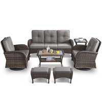 Rilyson 7 -Piece Wicker Patio Sofa Conversation Set with Gray Cushions Polyester | FS114116R50085-3