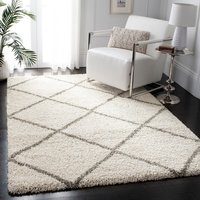 Safavieh Hudson Beckham Shag 9 x 9 (ft) Loomed Polypropylene Ivory/Gray Round Indoor Trellis Spot Clean Only Area rug in White | SGH281A-9SQ