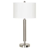 Benzara Table Lamps 30-in Silver and White Rotary socket Table Lamp with Fabric Shade | BM233289