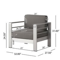 Christopher Knight Home Cape Aluminum Club Chairs with Optional Sunbrella Cushions Set of 4-Khaki | 300618