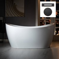 Woodbridge Jayden 28.75-in x 59-in White with Oil Rubbed Bronze Trim Acrylic Oval Freestanding Soaking Bathtub with Drain ( Center Drain ) | LB140