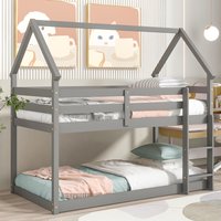 Yiekholo Grey Twin over twin Bunk Bed in Gray | LL-0011AAE