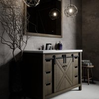 Lexora Marsyas 48-in Rustic Brown Bathroom Vanity Base Cabinet without Top | LM342248SK00000