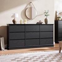 Garvee 9 Drawer Dressers for Bedroom Chest of Drawers with Deep Drawers Large Double Dresser for Closet with Wide Top Horizontal Wooden Dresser for
