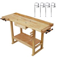Blisstyle 55-inch Wood Workbench - Wooden Workbench for Garage Workshop and Home with Bar Clamps Set 12 Inch X 3inch Throat Pack of 4 Rubber | WKBN31