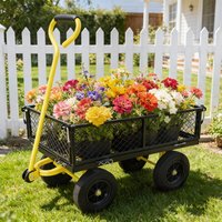 SunJet Black and Yellow Solid Wheels Garden Cart Multi Purpose Tool Cart for Yard Farm and Home Firewood Transport one_size | AHMA7H5EZ79EF