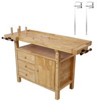 KEOKLE Woodworking Workbench with Two F Clamps Rubberwood Work Surface for Garage Workshop and DIY Projects | W465S00108