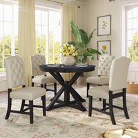 ModernLuxe Espresso Contemporary/Modern Dining Room Set with Round Table ( Seats 4 ) Rubber in Black | L-ST000078AAP