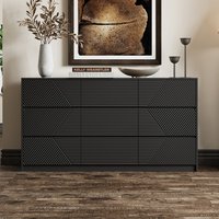 FUFU&GAGA Black 9 -Drawer 63-in Standard dresser | KF460087-01