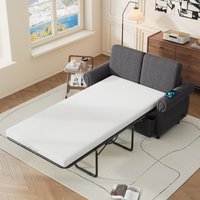 LOVMOR 58 inch Pull Out Sofa Bed Loveseat Sleeper with Twin Size Memory Mattress with Two USB Ports for Living Room Spaces | SF-L-N719P210624E