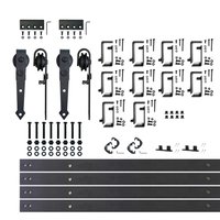 HOMACER 168-in Rustic Black Indoor Arrow Double bypass Barn door hardware kit one_size | JT4TGH168C