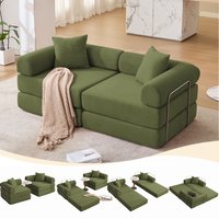 LOVMOR Modular Couch Sofa Bed for Apartment Convertible Sofa Bed Fixed-Shape Frame and Removable Armrests Folding Mattress Couch for Small Spaces No