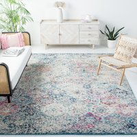 Safavieh Madison Lyton 10 x 14 (ft) Loomed Navy/Teal Rectangular Indoor Distressed/Overdyed Vintage Area rug Polyester in Blue | MAD611N-10