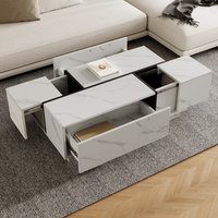 ModernLuxe Rectangular Sliding Top Coffee Table with 2 Drawers and 2 Hidden Storage for Living Room 47.2inch White | L3P-N735P250955K