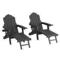 ACEGOSES Adirondack Chair Set of 2 Black Stationary Adirondack Chair with Slat Seat | LW-BAR-21-BK-2