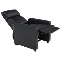 Benzara Heena Home Theater Set 4 Manual Recliners 1 Console Black Faux Leather one_size | BM337866
