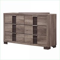 SunJet Dressers Contemporary 6Drawer with Metal Knobs Brown Wood Finish Brown Wood | PIOD9ZX4EYPD9