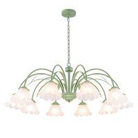 MENCOLULU 39.37 inch Floral Frosted Etched Glass Shades 10 -Light Green Traditional For Use in Bedrooms, Dining Rooms, Foyers, Kitchens, Living Rooms
