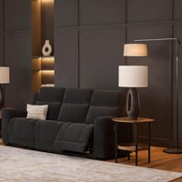 SUNCREAT Charcoal Upholstered Reclining Sofa with Manual Recliners and Track Arms Ideal for Living Room Media Viewing one_size | UMONJNITEMPZ