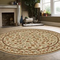 Radici USA Como 8 x 8 (ft) Polypropylene Off-white Round Indoor Floral/Botanical Oriental Spot Clean Only Area rug | 1593/1146/IVORY