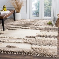 Safavieh Kenya Kinley 8 x 10 (ft) Knotted Wool Ivory/Gray Rectangular Indoor Distressed/Overdyed Vintage Area rug in Blue | KNY224A-8