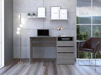 SunJet Desks Modern 47.4 in Wide Computer Desk with 3 Drawers Cubby Light Gray Particle Board one_size | Z72OXQC6XPAU0