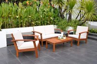 Amazonia 4 -Piece Patio Conversation Set with Brown Cushions Cotton | SCKINGSBURY