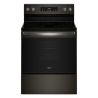 Whirlpool 30-in Glass Top 5 burners 5.3-cu ft Air Fry Convection Oven Freestanding Electric Range ( Black Stainless ) | WFES4530SV