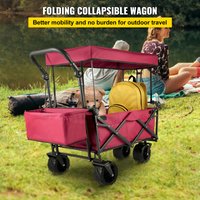 Anysun Extra Large Collapsible Garden Cart with Removable Canopy and Rear Storage Folding Wagon 33 4 Inch Long All Terrain Wheels for Camping