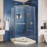 DreamLine Prism 2 -Piece 36-in W x 36-in L x 75-in H Neo-angle Corner shower kit ( Corner Drain) Base and Door Brushed nickel Hardware Included