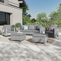 ACEGOSES 5 -Piece Wicker Patio Sofa Conversation Set with Gray Cushions | LW-F700BGY