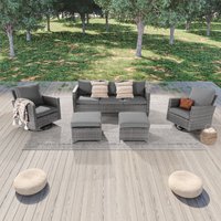 Sonkuki 5 -Piece Wicker Patio Sofa Conversation Set with Gray Cushions | SD-C-HGY-S1