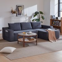 JUSHUA New 96 9/10Inches Compressible double Cloud Sectional Couch with L-Shape Chaise Modern Modular Sofa with Deep Seat Upholstered Couches for