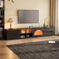 ModernLuxe Modern TV Stand with Fluted Glass Door for TVs Up to 100inch Media Console with Sliding Door and 2 Drawers FreeCombination Entertainment