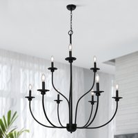 LNC Dockpusarry 39.4'' 9 -Light Matte Black Modern/contemporary For Use in Bedrooms, Dining Rooms, Foyers, Kitchens, Living Rooms Chandelier