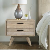 GlasFlength 24-Inch Mid Century Nightstand with 2 Drawer Storage Easy Close Access and Organized Bedside Accent Use for Bedroom Living Room Guest