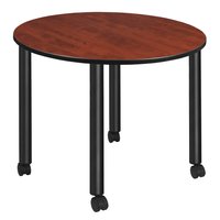 Regency Kee Mobile Tables Cherry Round Contemporary/Modern Wood Dining Table, with Black Finish and Metal 48-in L x 29-in H Large | TBMC48RNDCHBK