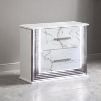 Watnature Glam Modern Contemporary Rectangular Nightstand 2-Drawer Bedside Storage With Integrated LED Side Lighting Crisp White Wood one_size