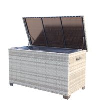 LIVIZA Wicker Patio Furniture Storage Box 55.5 L x 28 148 Gray Metal Deck Box Large | GIGP268315